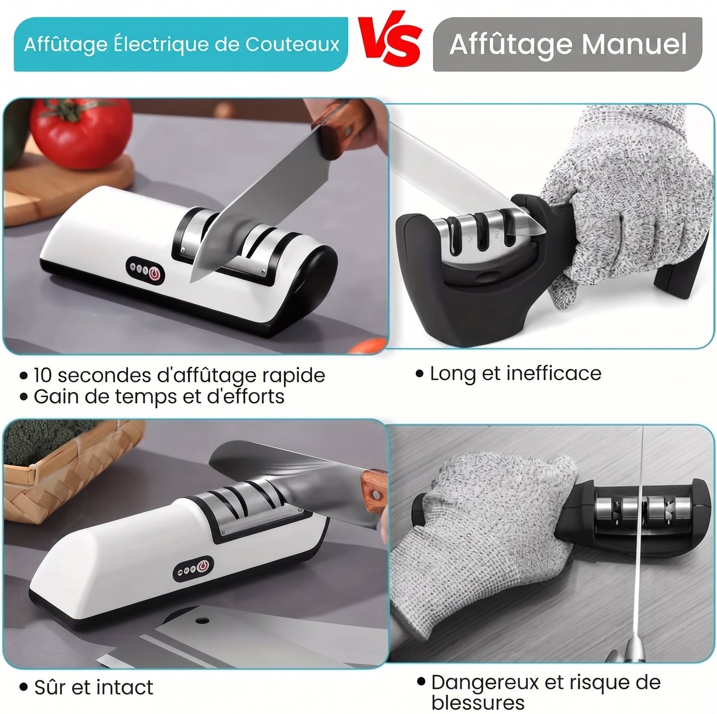 🔪 Aiguiseur de couteaux électrique 4-en-1